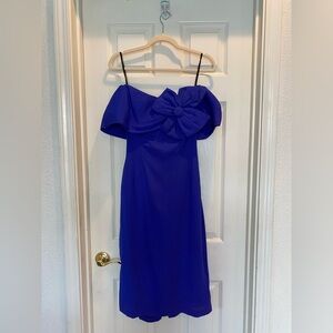Vintage Old Hollywood Blue Off-Shoulder Dress